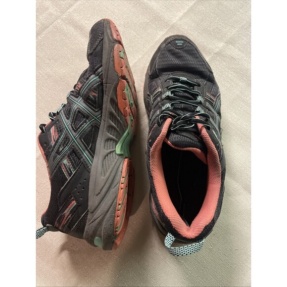 Asics Gel Venture 5 Black Mint Coral Trail Running Shoes Women’s Sz 8 - Picture 4 of 10